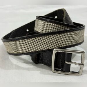 Rag & Bone Reversible Leather Belt Black Canvas Trim Sz M 32–36